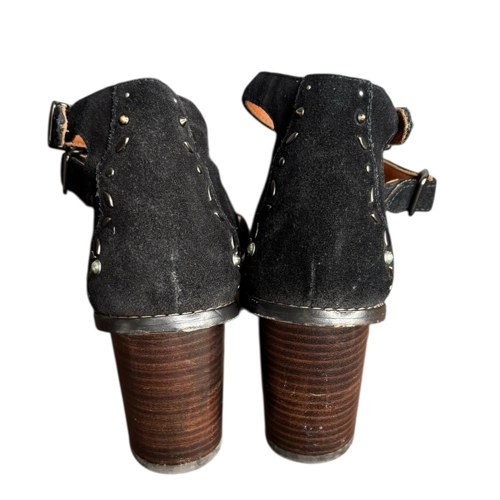 Coach Leather Women's Buckle Bootie Prairie Rivets Open Toe Black Suede Size 7.5 - Picture 5 of 11